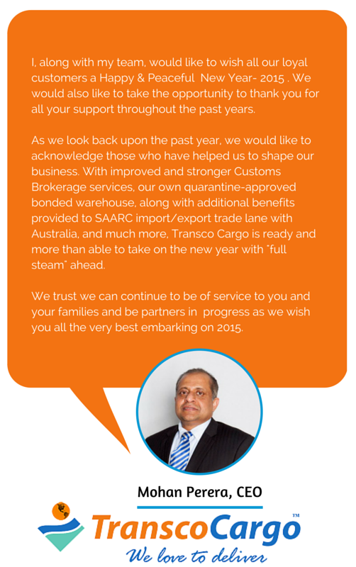 Transco Cargo Australia - Transco Cargo CEO Mohan Perera NewYear Wishes