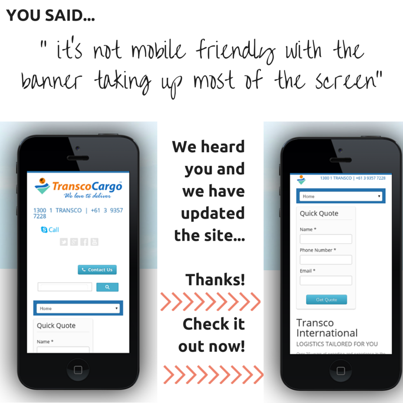 Transco Cargo Australia - Transco Cargo mobile view fix feedback