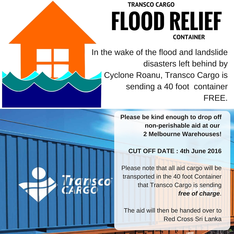 Transco Cargo Australia - Transco Cargo 40 foot Free Container Shipment for Relief Aid Cargo 